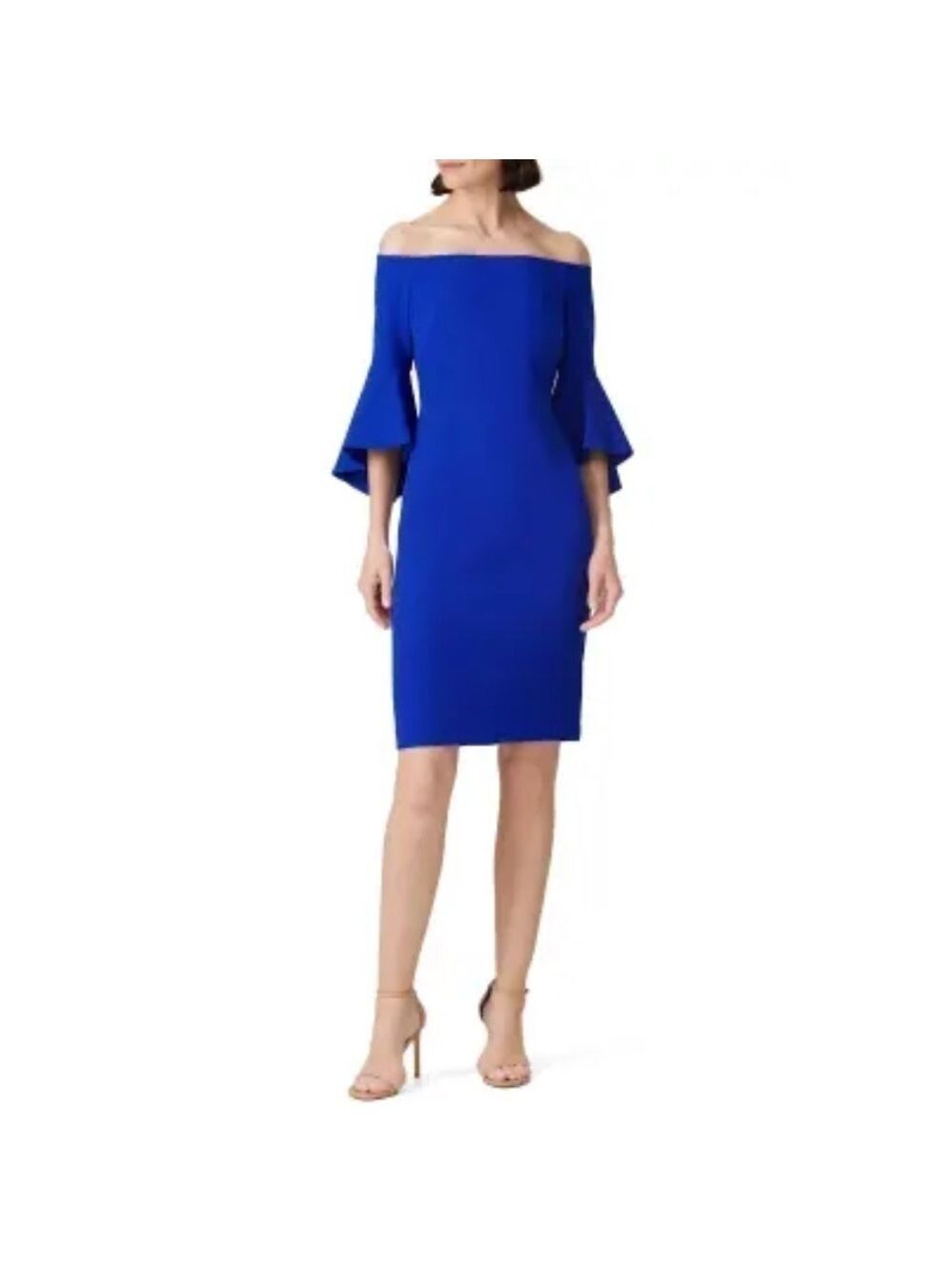 Chelsea28 Ruffle Off the Shoulder Dress Blue